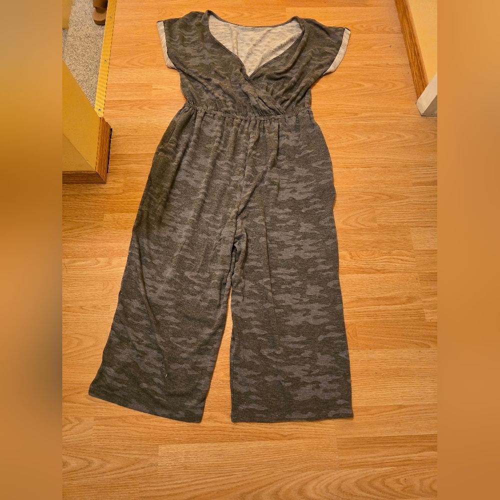 Maurices Charcoal Camo Jumpsuit